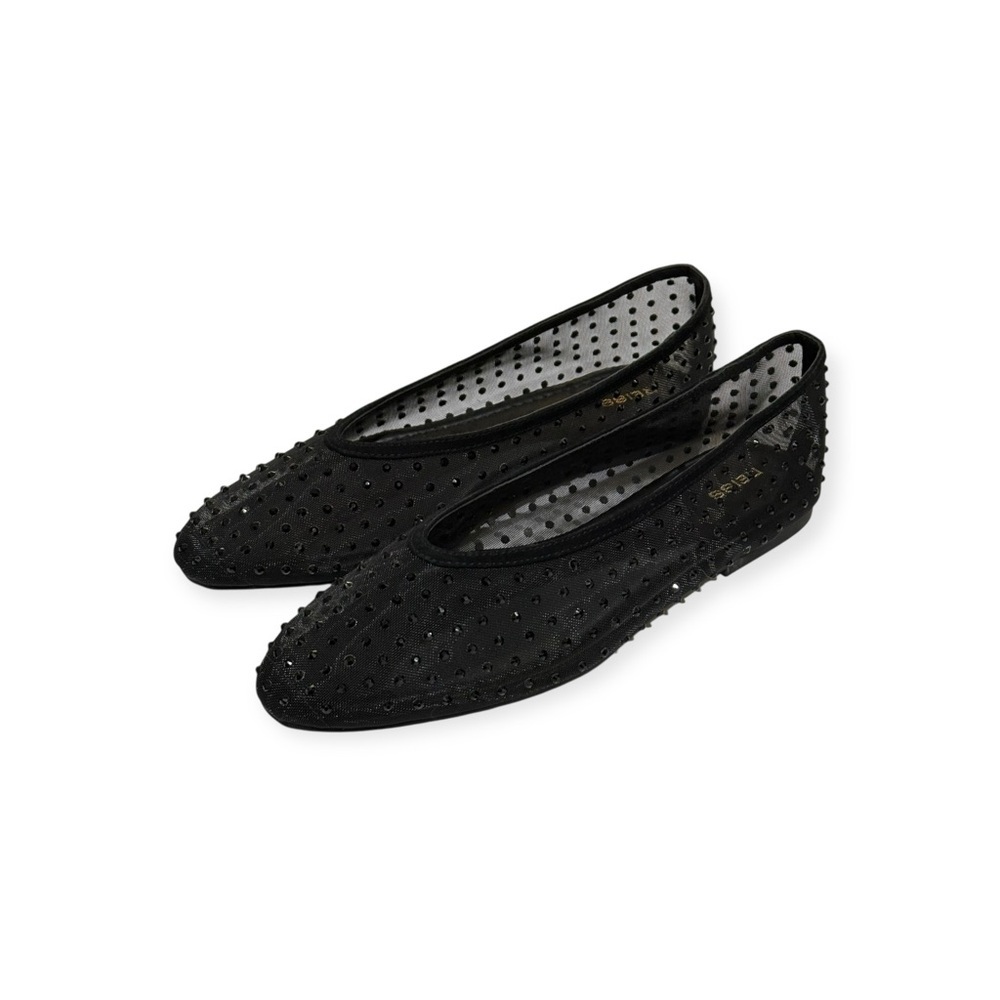 new Reiss 𖦹 Dina Mesh Embellished Ballet Flats 𖦹 Black Crystals 𖦹 40 9.5M 𖦹 - Picture 9 of 16